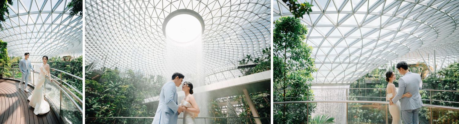 Best Pre-Wedding Photoshoot Locations in Singapore: HSBC Rain Vortex at Jewel Changi Airport