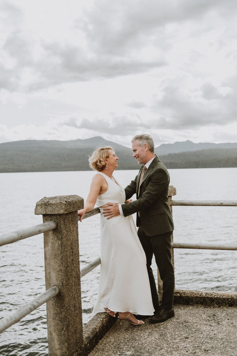 couple at elopement at Pumphouse Point, Lake St Clair wilderness Resort by Joss Jensen Photography