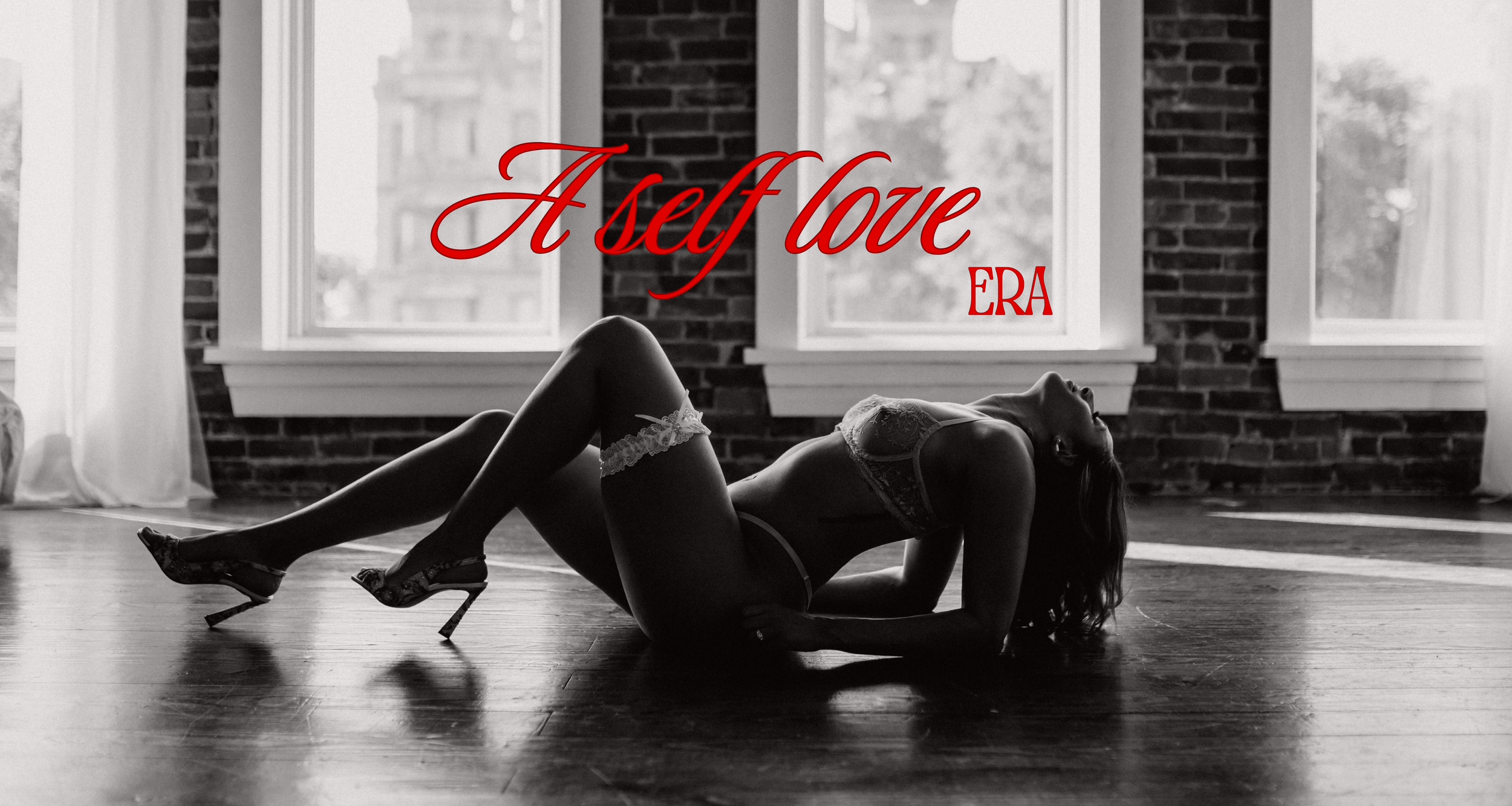 Bright lime green banner with white text reading 'SELF LOVE ERA' against a minimalist background.