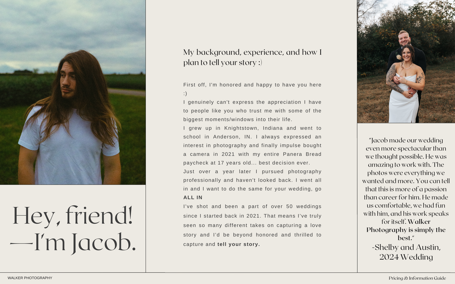 Magazine-style layout showing rustic outdoor photography and text sections with a warm editorial design aesthetic.