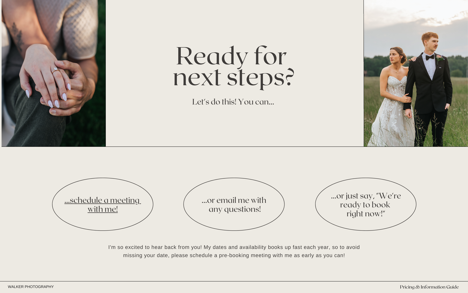 Design template mockup displaying wedding album layout with soft neutral tones and overlapping pages.