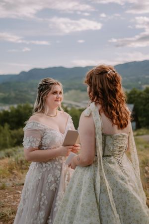 LGBTQ+ brides share their vows in an intimate elopement ceremony in Colorado.