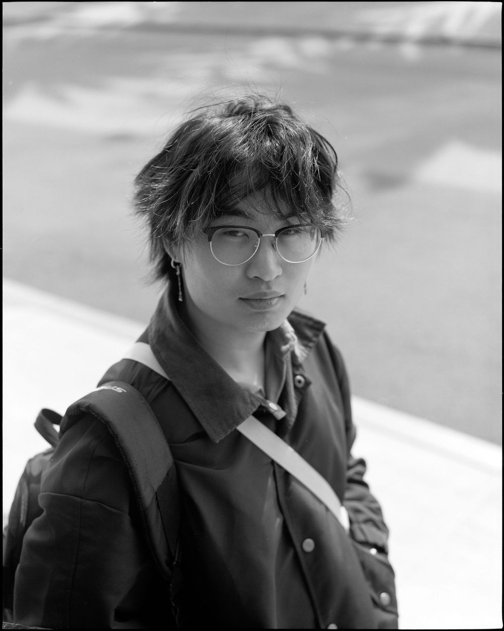 A portrait of a subject made with black and white medium format film