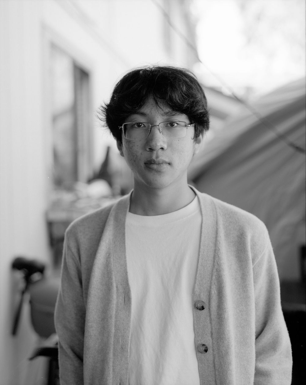 A portrait of a subject made with black and white medium format film