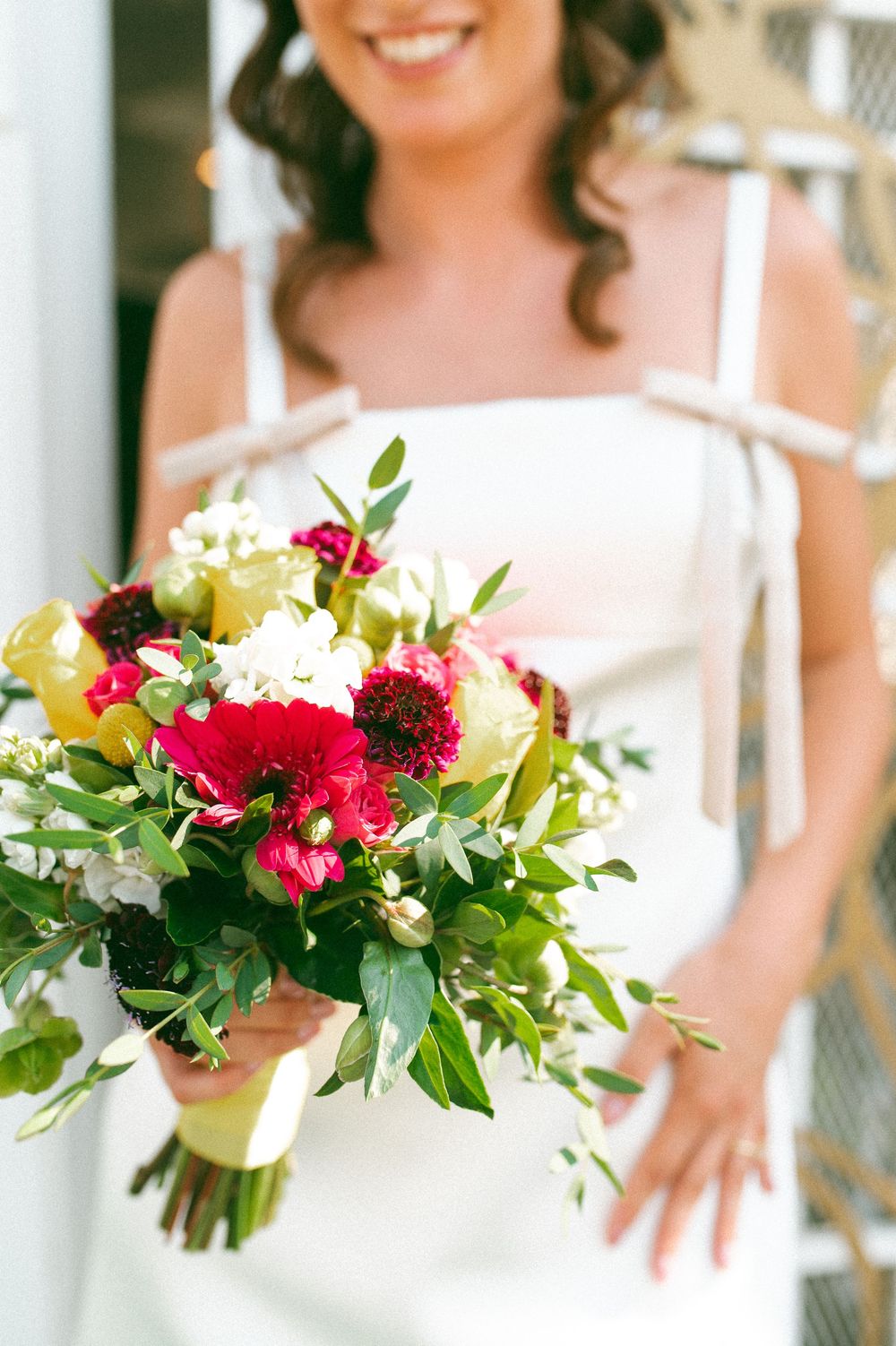 Pink cadillac elopement at Little White chapel