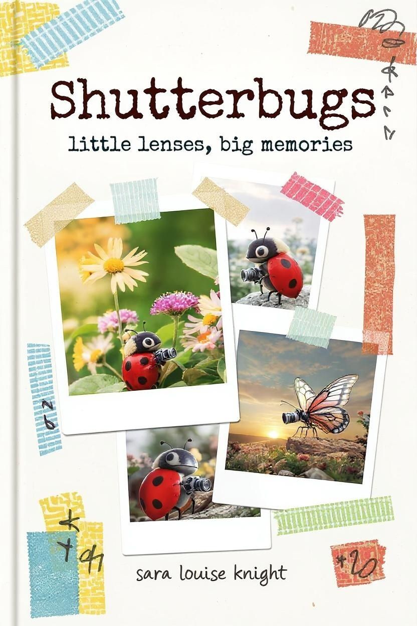 Blog header design with ladybug photos and text reading 'Shutterbugs - little lenses, big memories'.