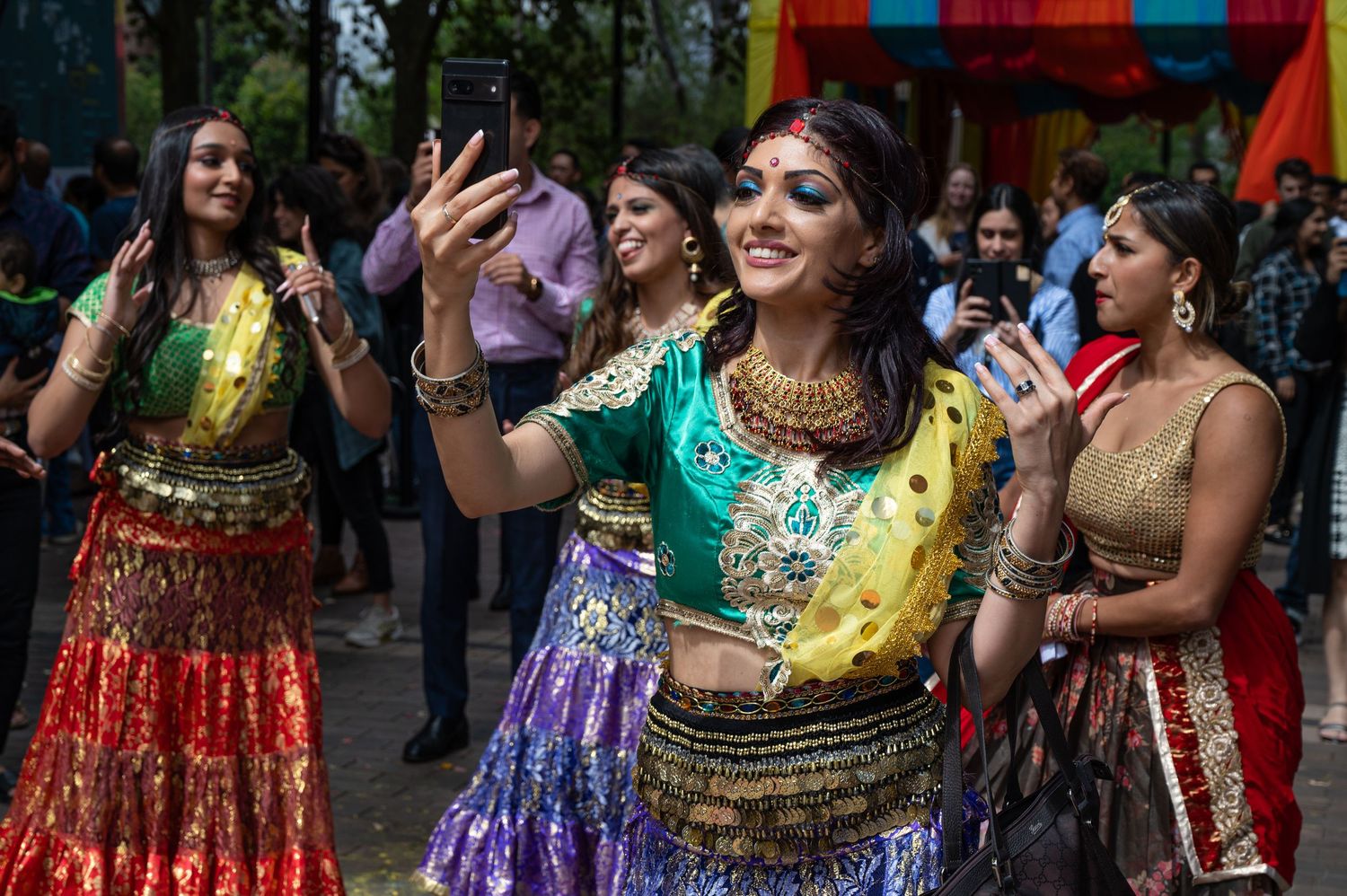 Dancers at Holi Hai Festival in south Eveleigh, Sydney.