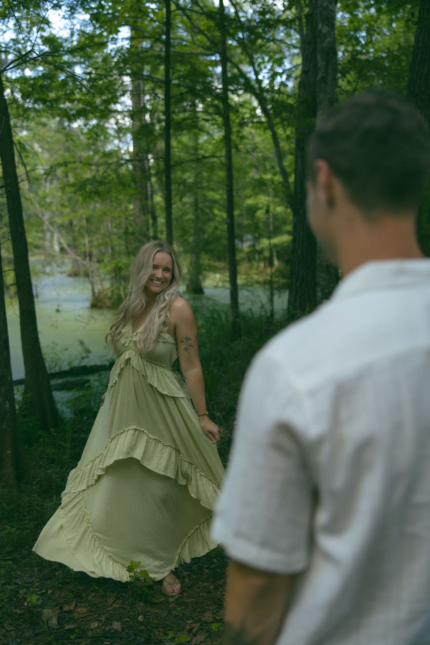 cute couple photoshoot park sc outdoors engagement proposal nc romantic moody