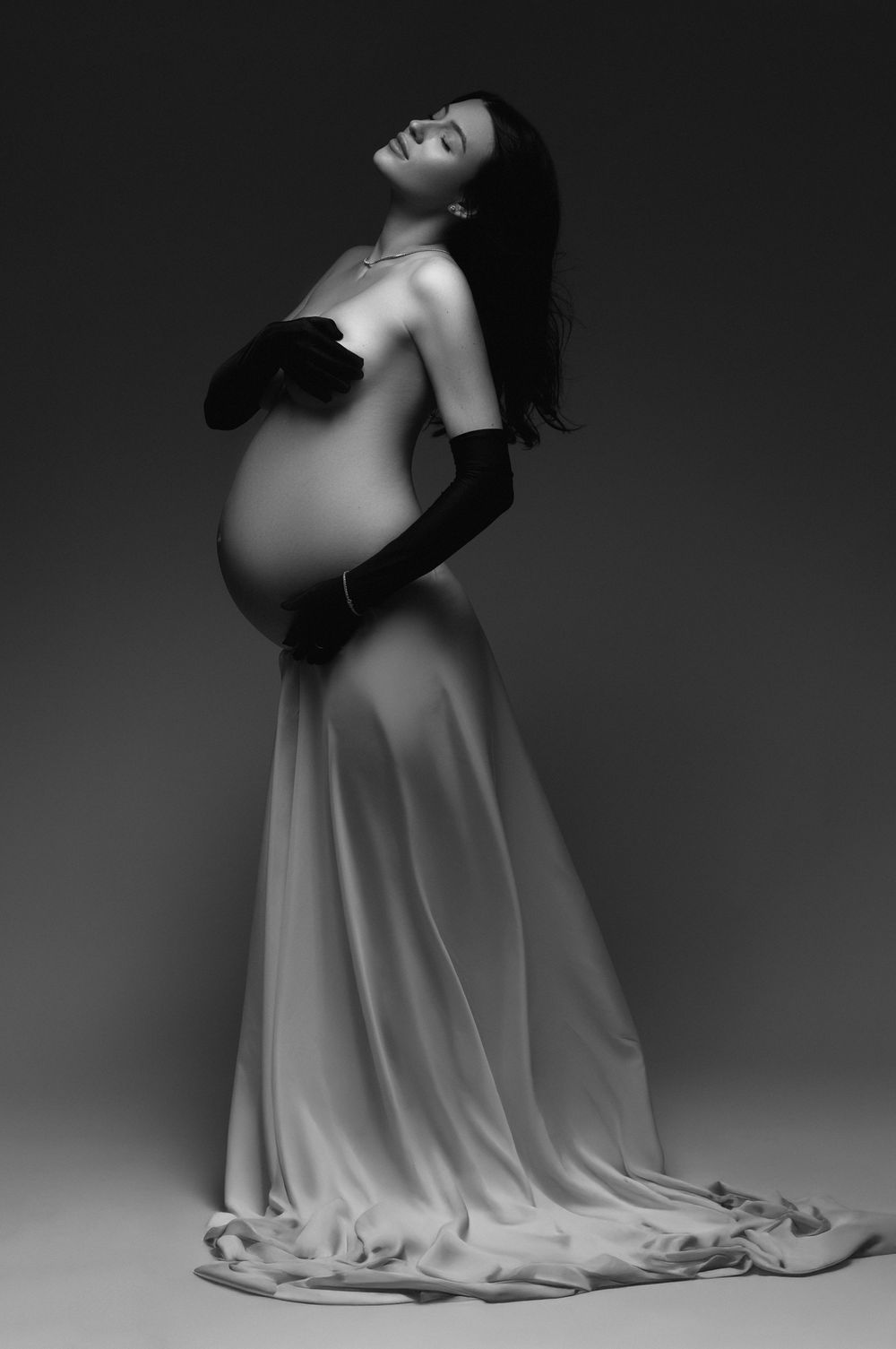 Elegant Black and White Studio Maternity Session in Boca Raton.