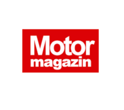 Red rectangular logo design for Motor magazin featuring white text on red background.