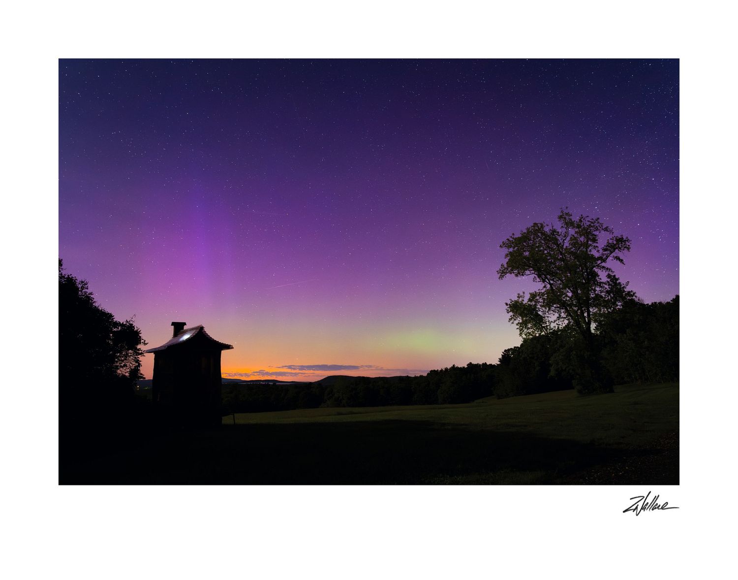 Aurora borealis northern lights in Cornish, New Hampshire.