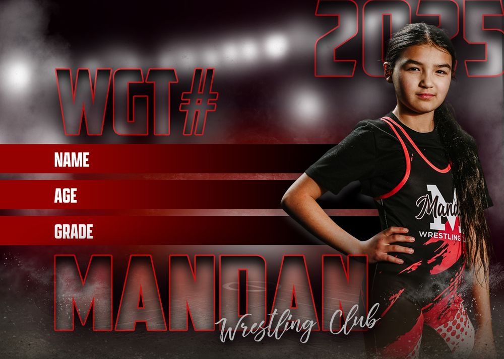 Custom wrestling club sports template with red and black design featuring an athlete in dark uniform against smoky background.