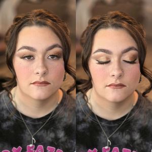 Progressive shots showing glamorous makeup application with smokey eyes.