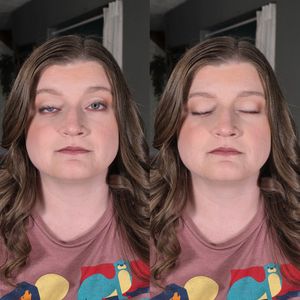 Sequential portraits of someone wearing a colorful top showing various expressions and angles.