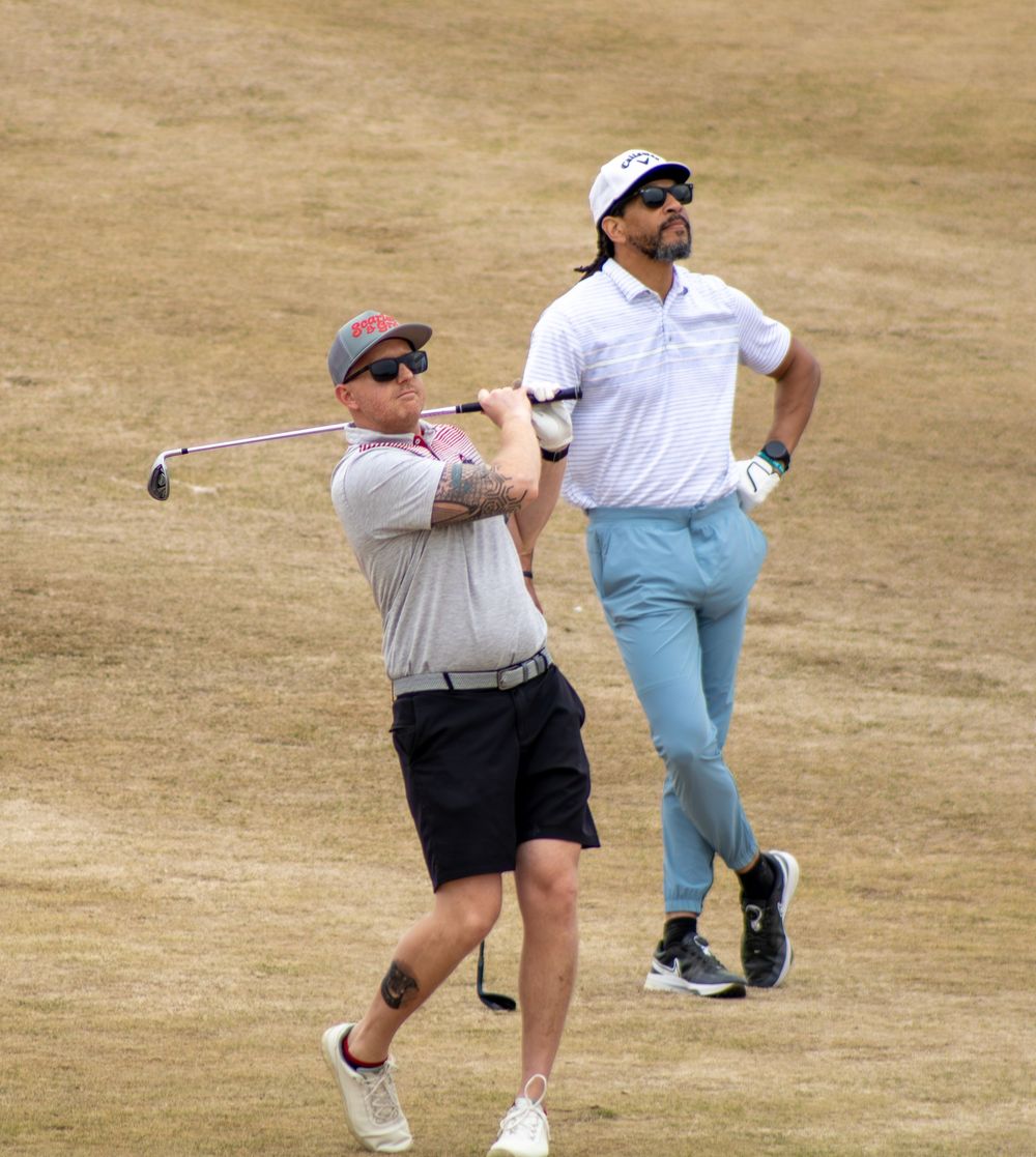 Two Golfers playing on the course