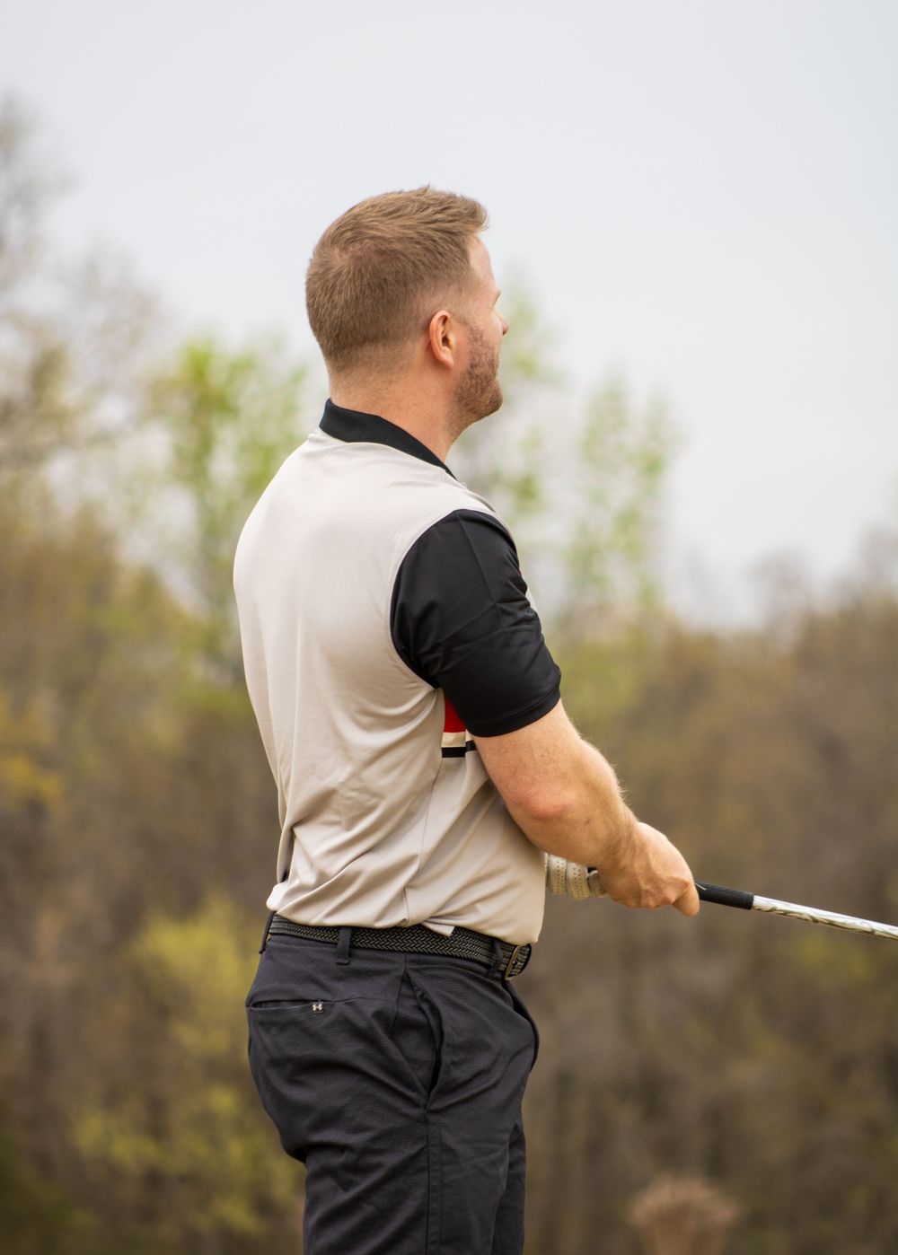 Golfer looking into the distance