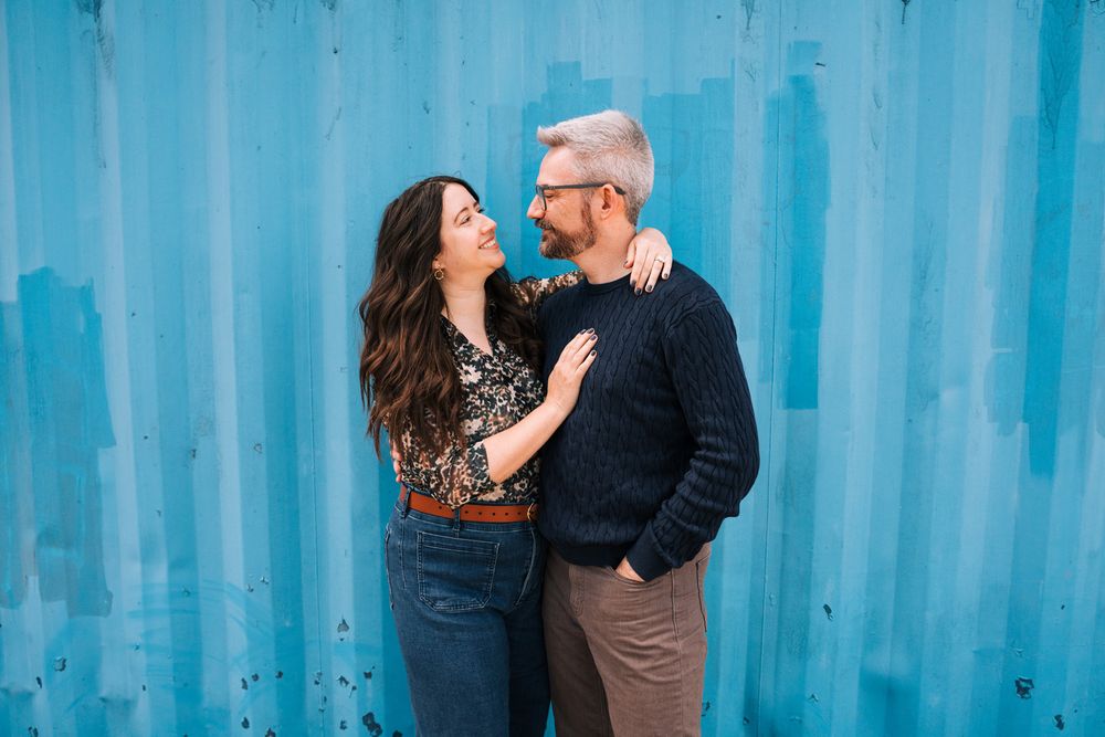 Engagement portraits by Two Birds Photography at Montrose Harbor in Chicago, Illinois.