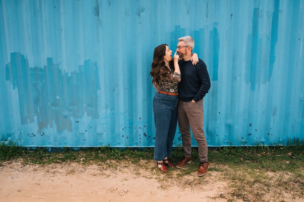 Engagement portraits by Two Birds Photography at Montrose Harbor in Chicago, Illinois.