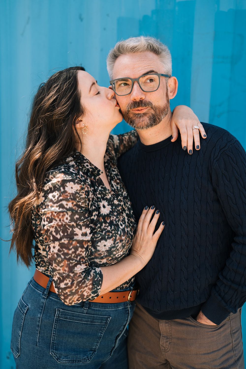 Engagement portraits by Two Birds Photography at Montrose Harbor in Chicago, Illinois.