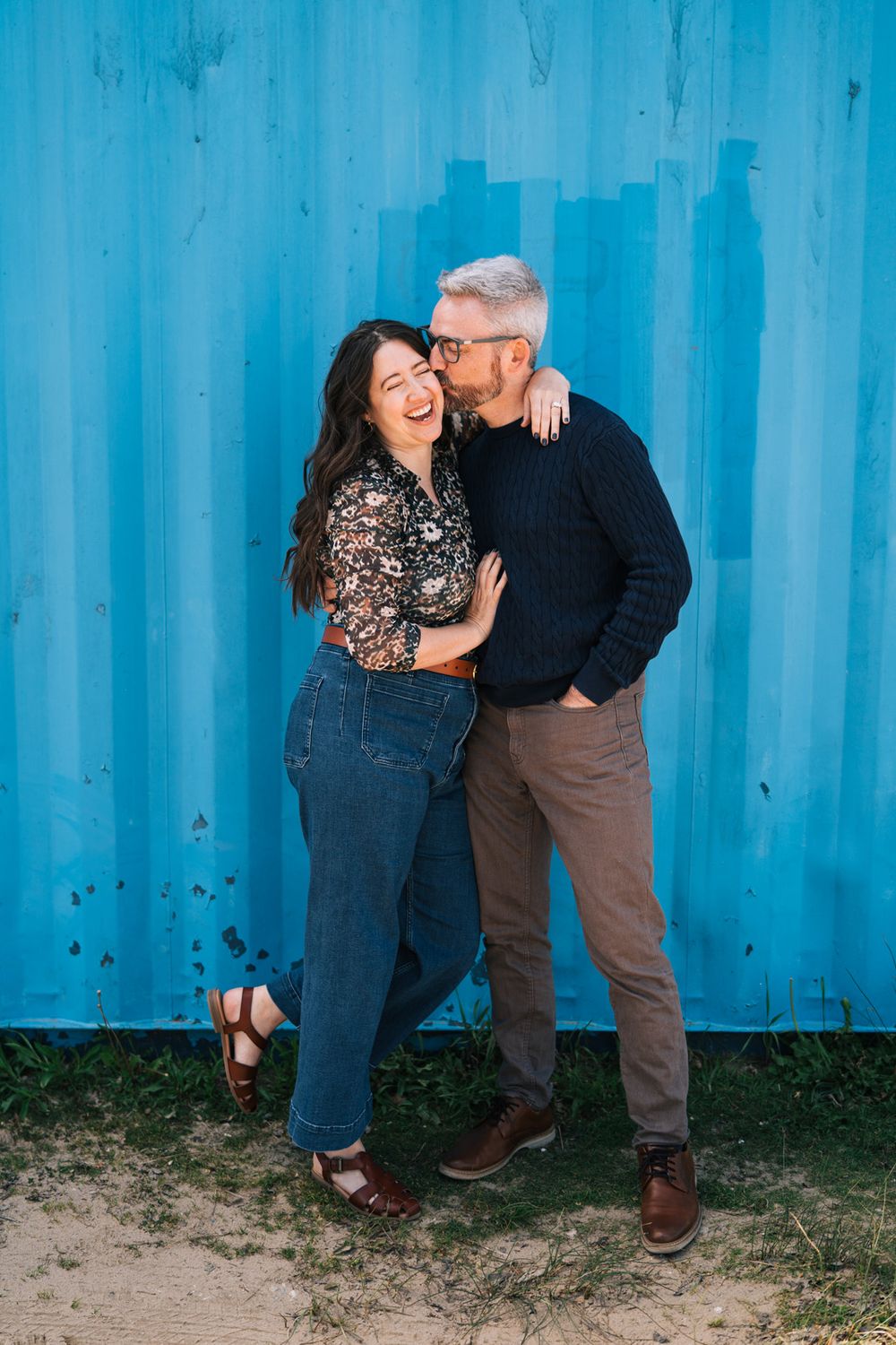 Engagement portraits by Two Birds Photography at Montrose Harbor in Chicago, Illinois.