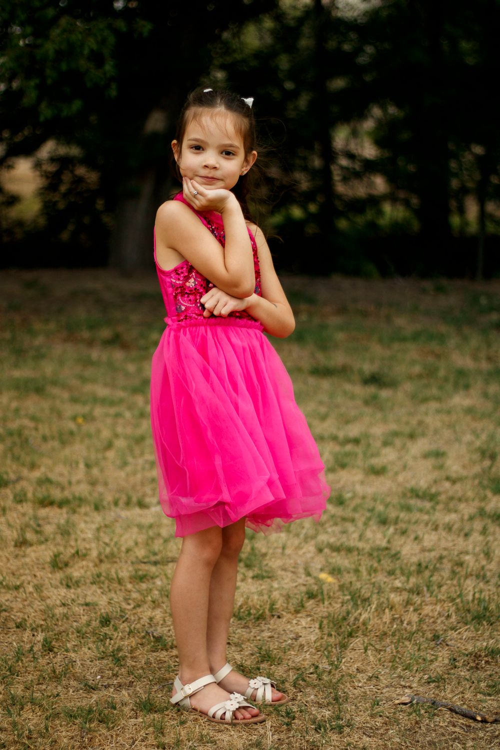 A young girl during a family photo session at The League House in Amarillo, Texas