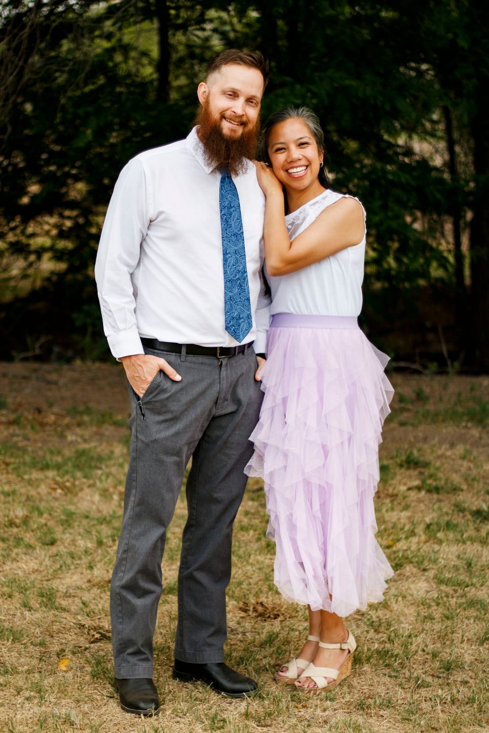 A couple during a family photo session at The League House in Amarillo, Texas
