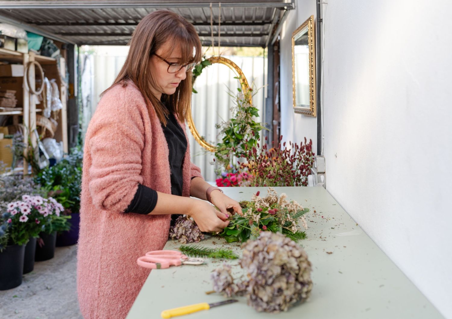 Creative business owner during lifestyle brand photography session in Kent