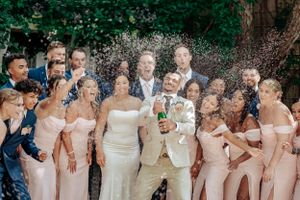 champagne Spray Wedding Photo