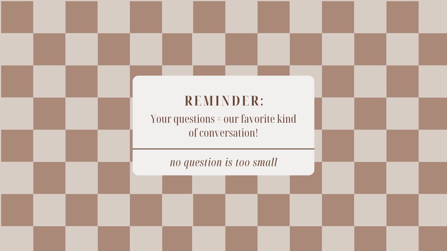 Minimalist checkered pattern banner design in neutral brown and beige tones.