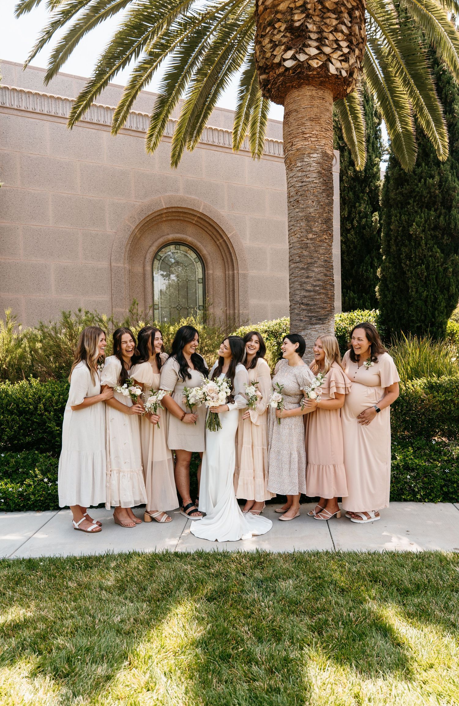 Temple wedding photography, bridesmaids dress inspiration, bridesmaids photography, bridal party photography, California Wedding Photography