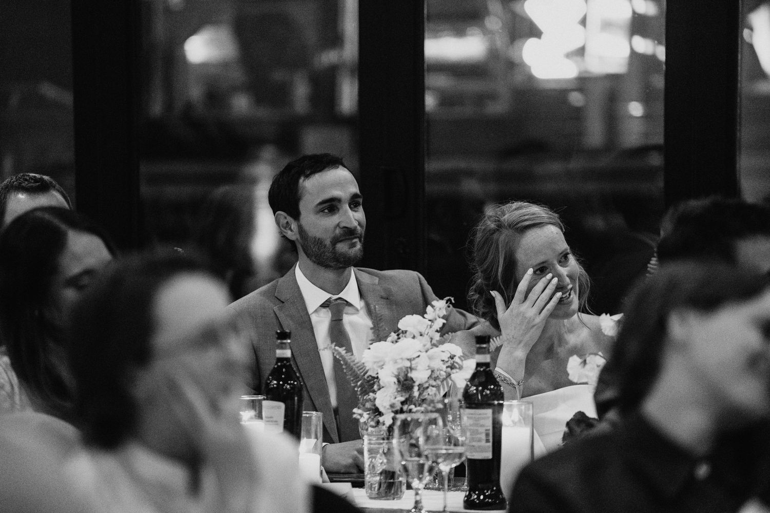 Wedding reception photography, black and white wedding photography, candid wedding photography, documentary style wedding photography.