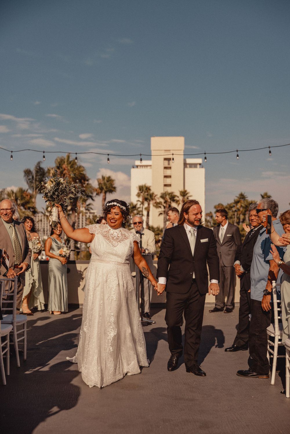 San Diego Bay wedding portrait, just married, San Diego elopement
