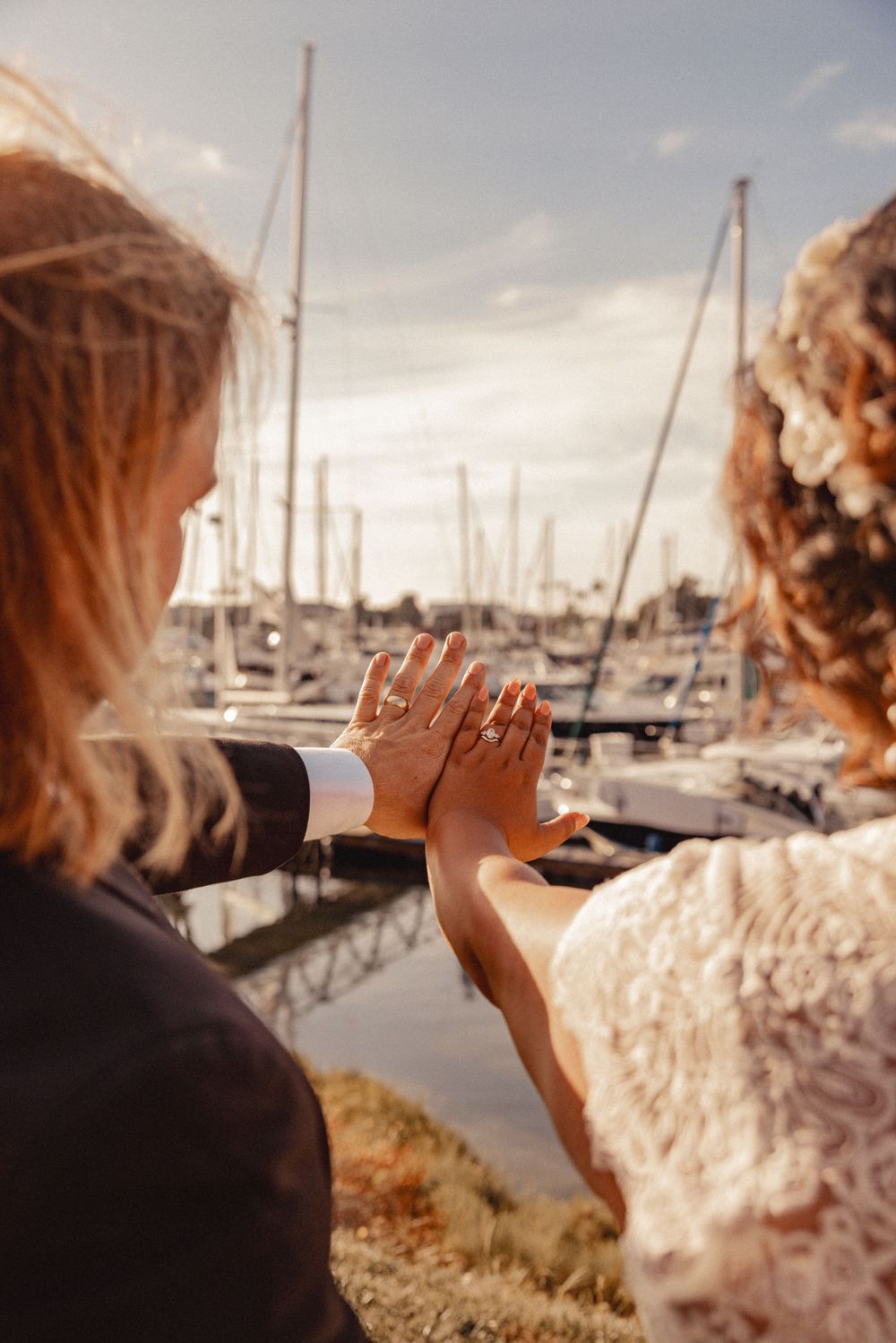San Diego Bay wedding portrait, wedding rings