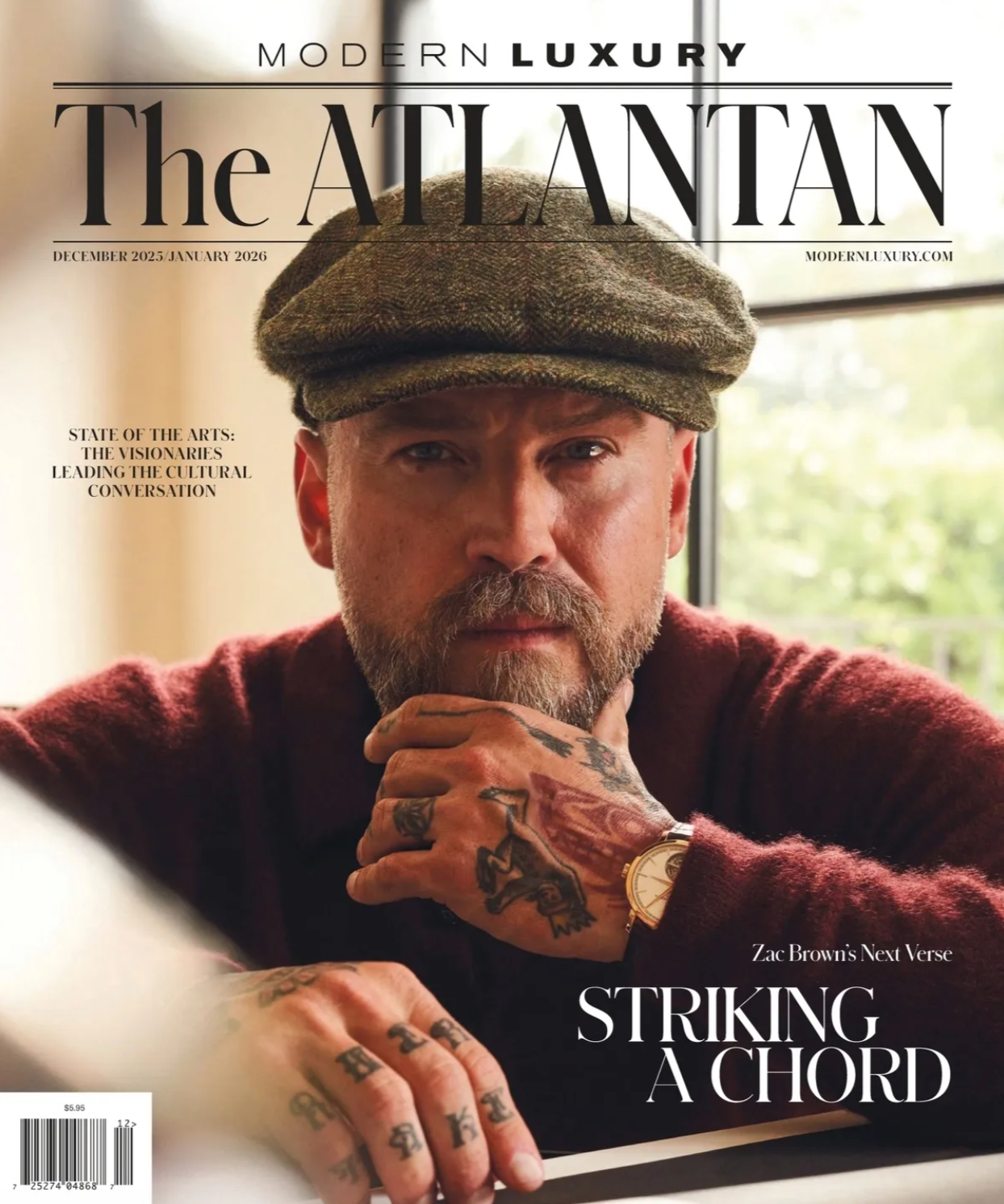 Magazine cover layout showing multiple overlapping images with text 'The Atlantan' and 'Modern Luxury' branding.