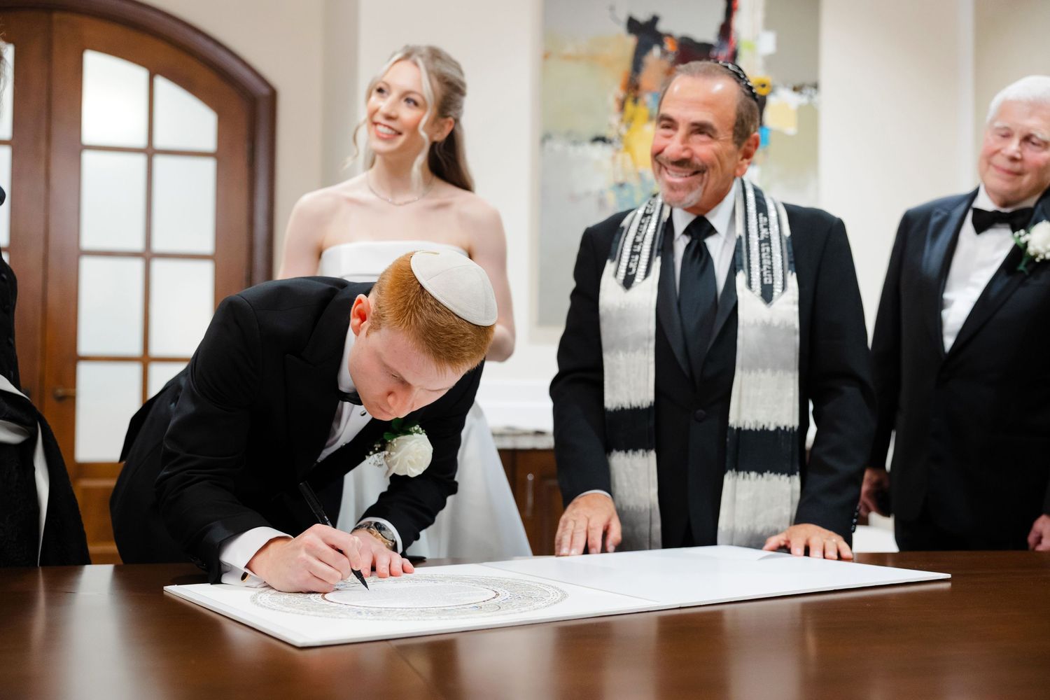 Ketubah signing at BallenIsles Country Club in Palm Beach, Florida during a wedding photographed by Tom Forrest of Ohio.