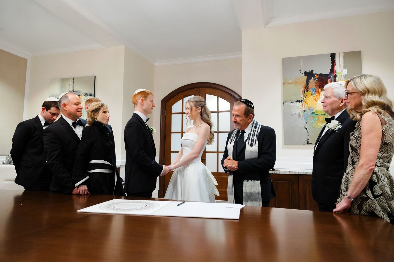 Ketubah signing at BallenIsles Country Club in Palm Beach, Florida during a wedding photographed by Tom Forrest of Ohio.