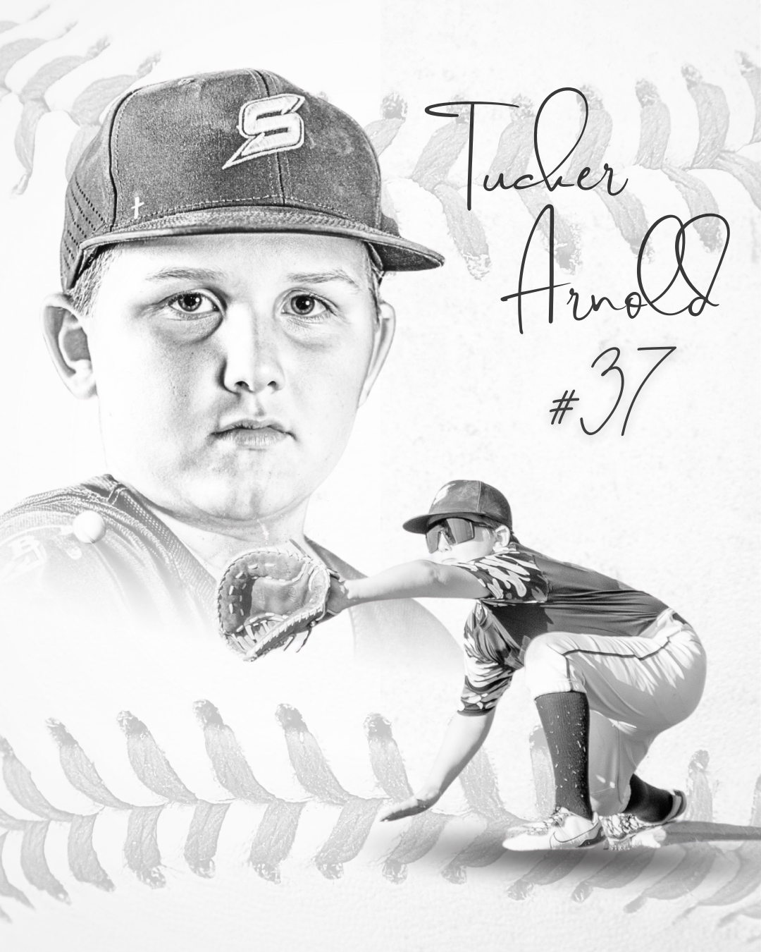 Drew Arnold Photography Youth Baseball poster black and white