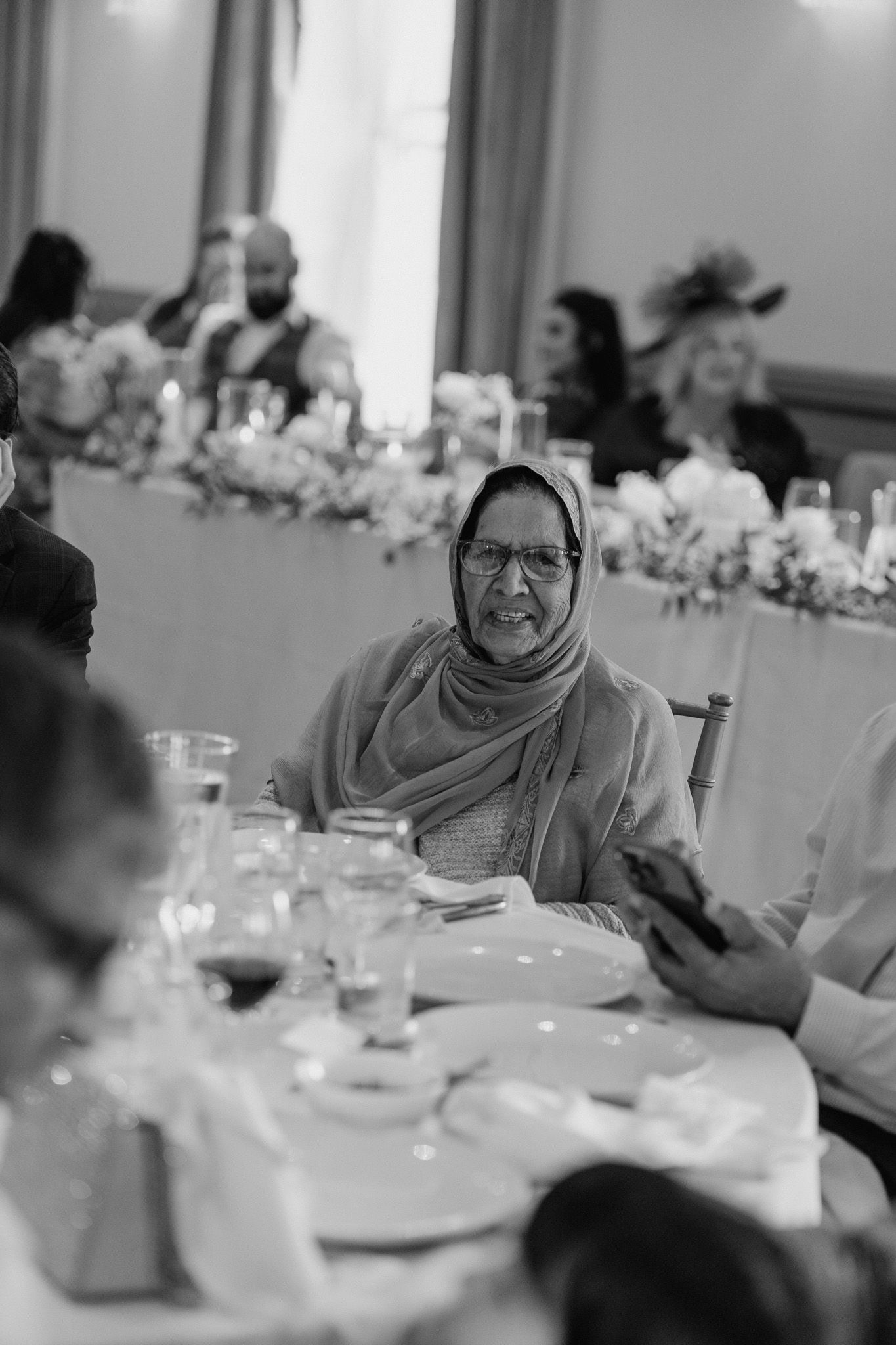 Candid family wedding photo