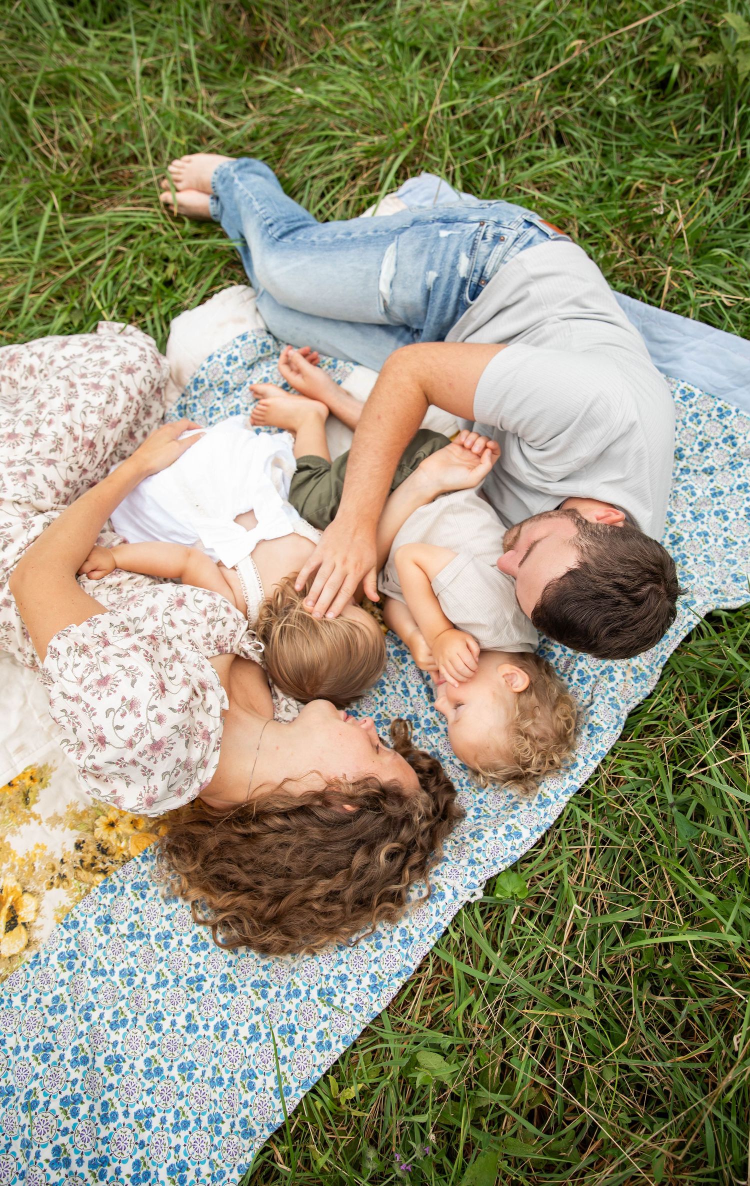 Photo of a family on Whitetop Mountain, Virginia at sunset
