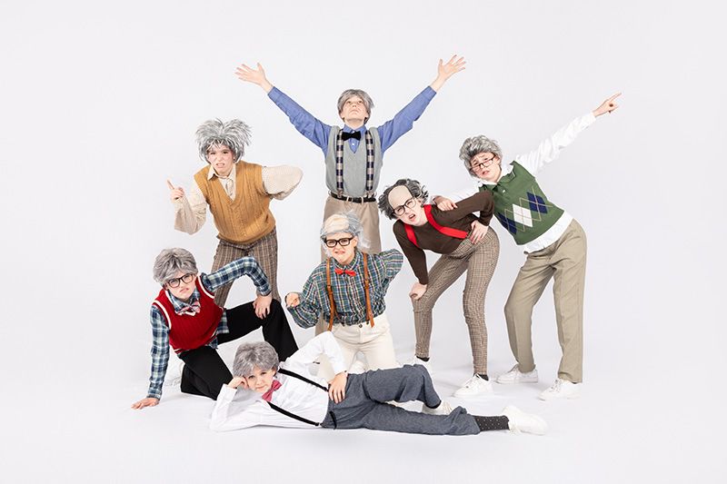 Capella Dance Academy youth dance group, studio portrait on white background
