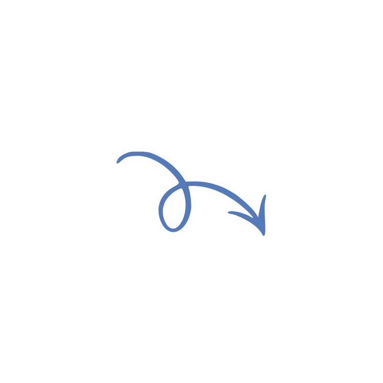 A blue curved arrow design element pointing upward and to the right on a white background.