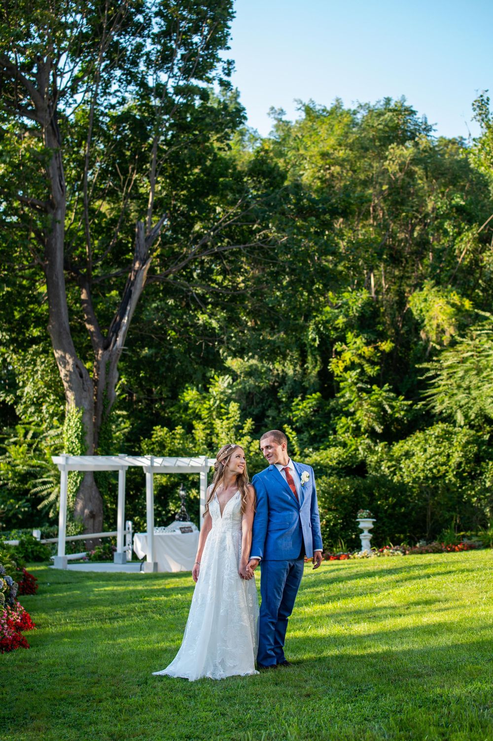 Sea Cliff Manor wedding photography by Long Island wedding photographer Dejavu Studios Bride & Groom on grounds