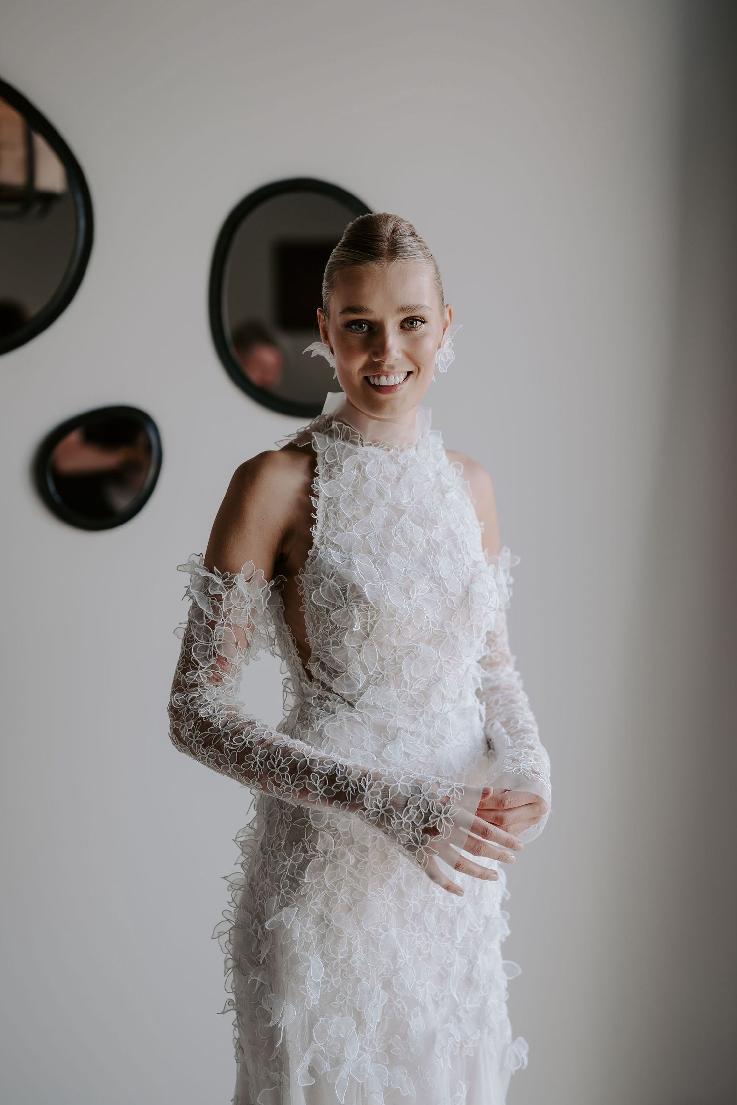 bride smiling during portraits at casa maca ibiza