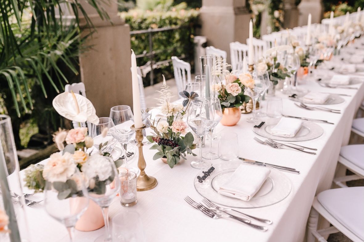 Wedding reception table at an Italian Villa on Lake Iseo