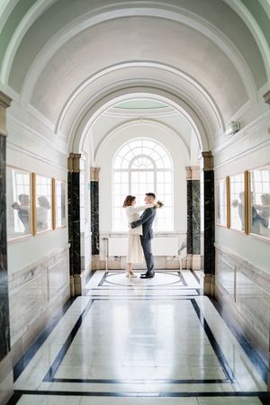 Romantic & fun London wedding portraits inside Islington Town Hall by a Nottingham wedding photographer with a timeless, bright and airy eye