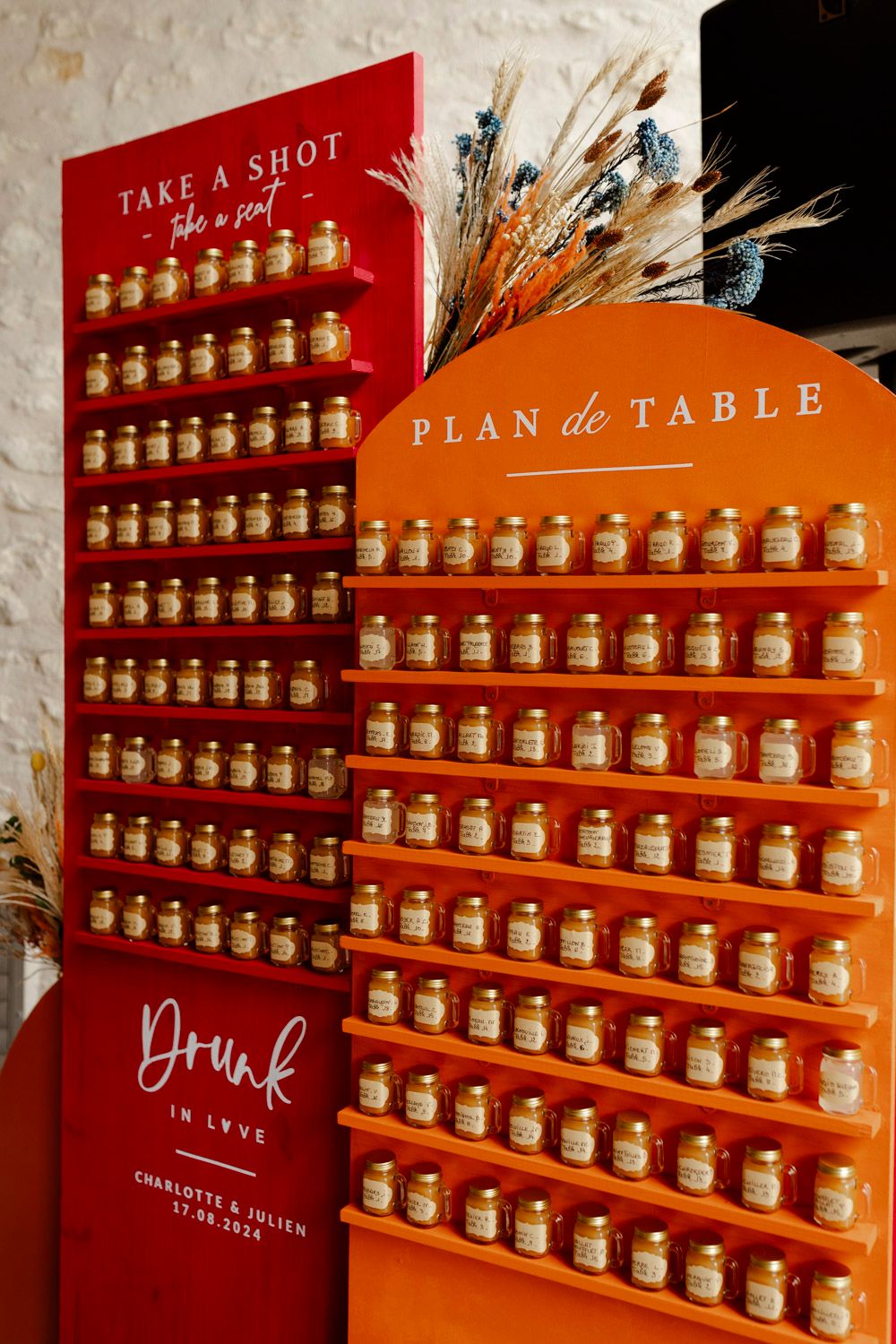 Plan de table shooter pour un mariage en Charente-Maritime au Logis de La Grosse Pierre