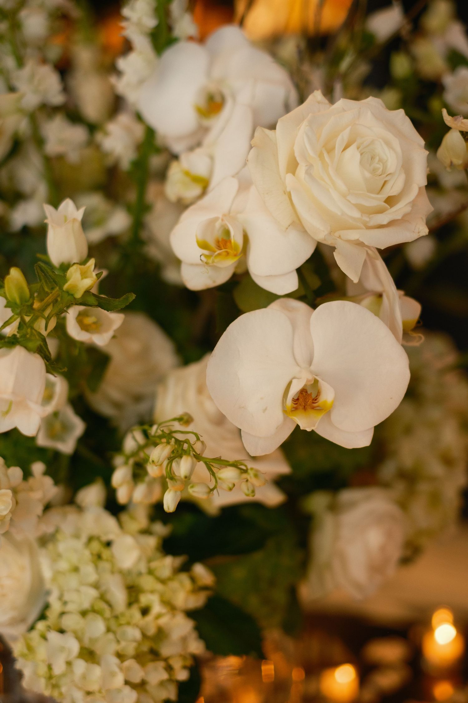 Close-up of lush wedding flowers at Oxford Exchange Tampa by Flora Fine Flowers and Events