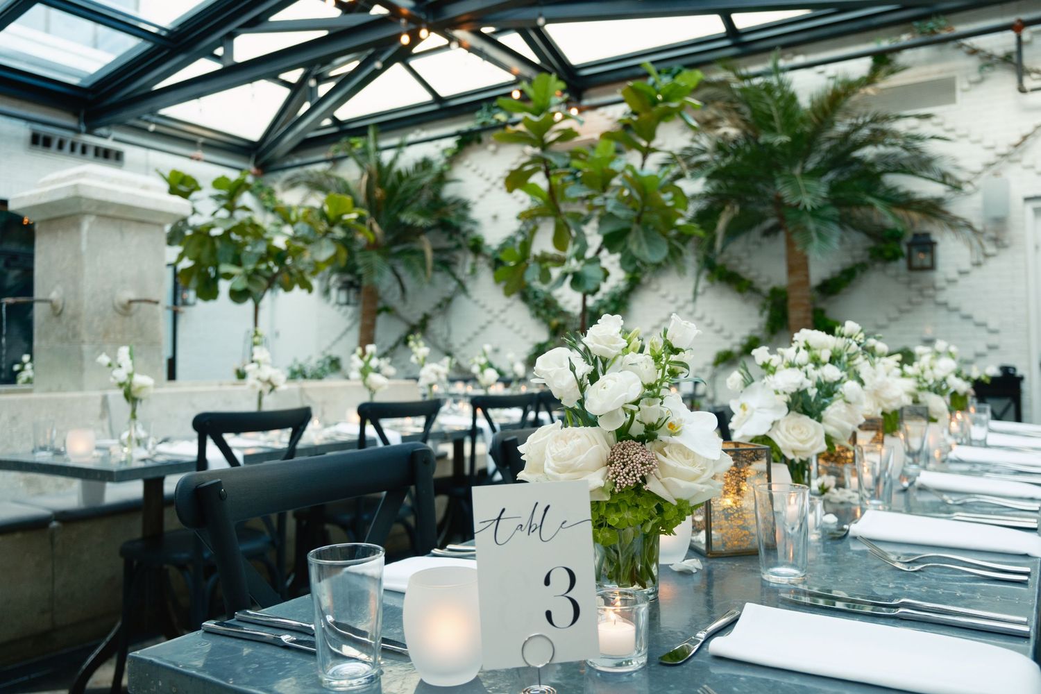 Oxford Exchange Tampa wedding rehearsal dinner with romantic decor and historic architecture