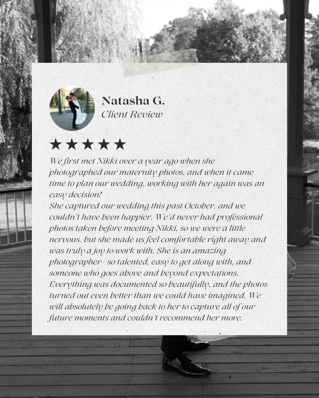 wedding client reviews Nicole Byers photography five stars