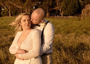 Bride and Groom at sunset.